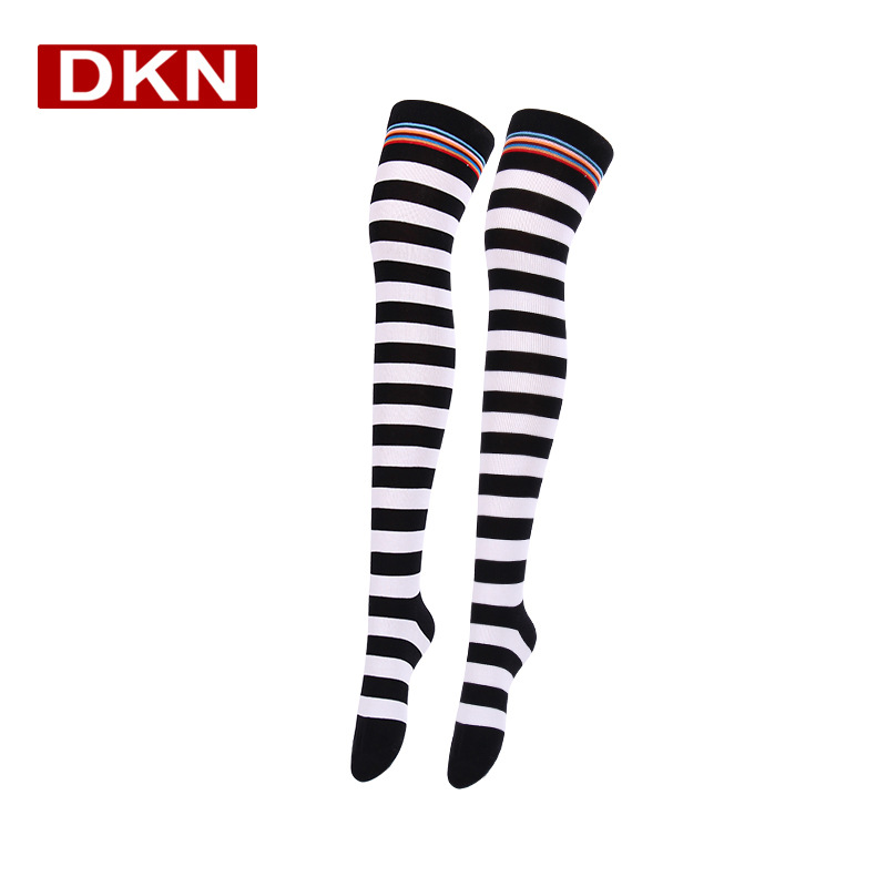 DANKENA Autumn Winter Socks Female Thick Stockings Combed Cotton Striped Over the Knee Socks Thigh High Non-slip Socks Wholesale